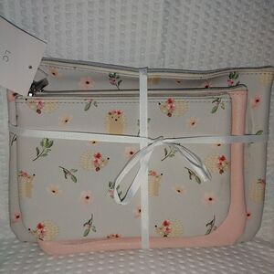 Lauren Conrad Floral Hedgehog Print Women's Bag Set Of 3 Pouches